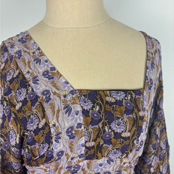 Michael Kors Midi Dress Multicolor Floral Asymmetrical M - Picture 2 of 6